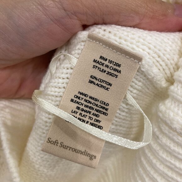 Soft Surroundings Large Preppy Embellished Meryl Cable Cardigan in Ivory Pearl - Picture 8 of 10